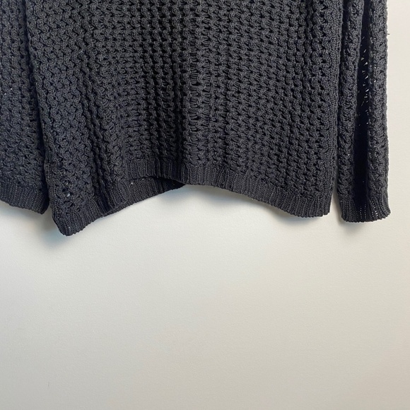 H&M Womens Black Loose Cable Knit Long Sleeve Popover Sweater Medium See-Through - Picture 7 of 15